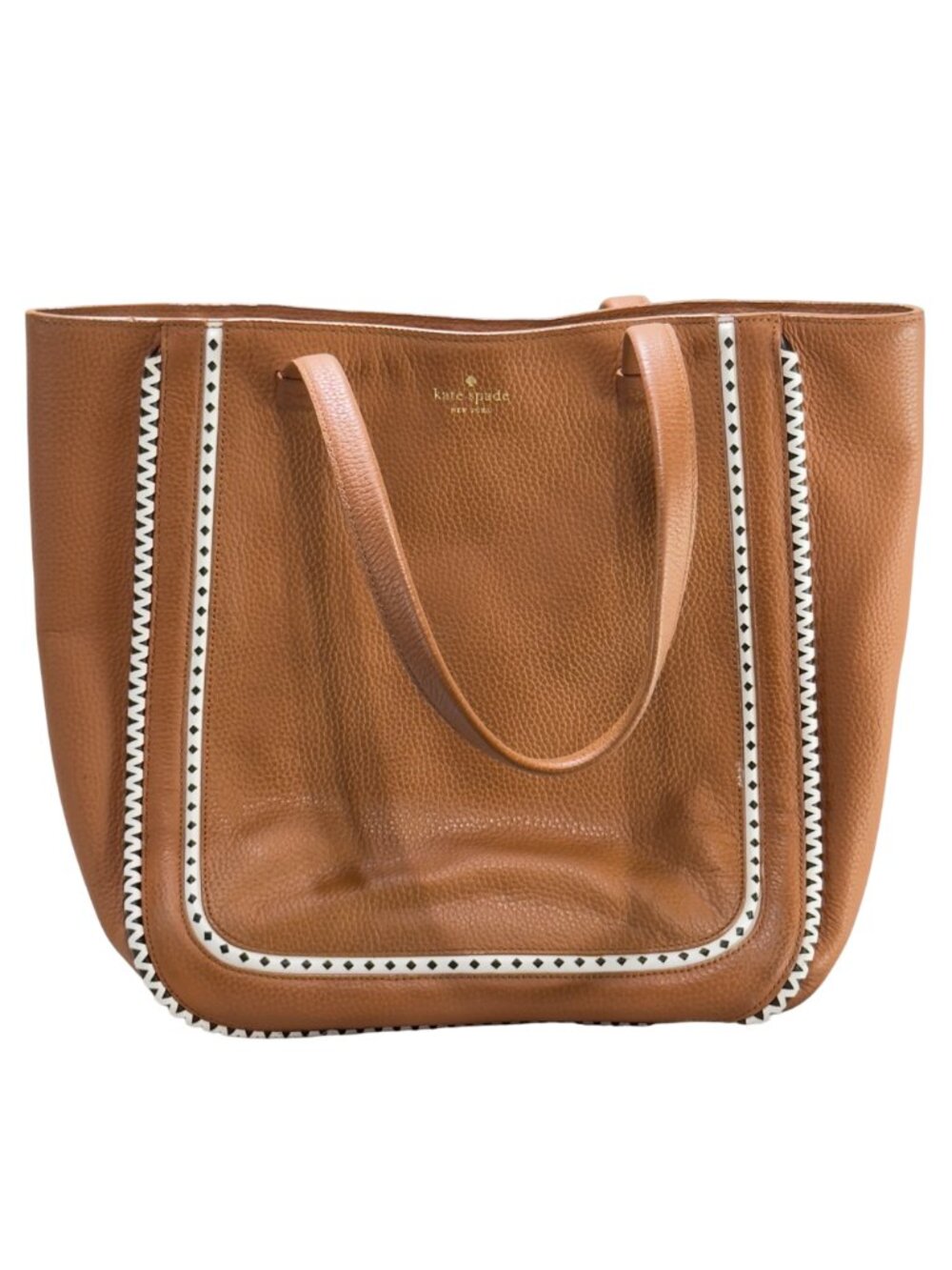 KATE SPADE New York Sheffield Dorma Brown Leather Tote White/Black Trim Detail - Picture 13 of 13
